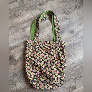 Esprit Navy Floral Tote with Pink & Yellow Flowers